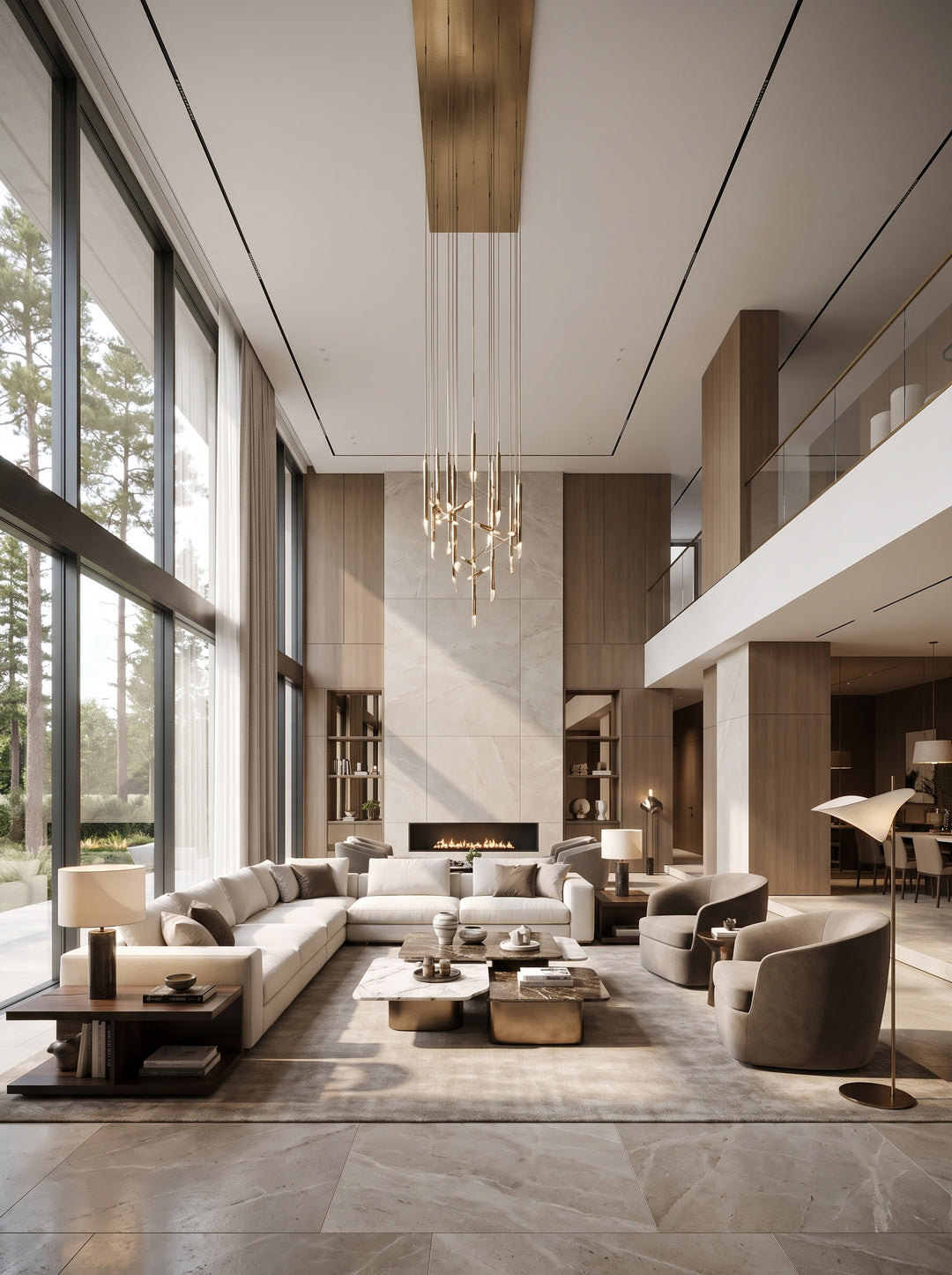 Villa Double‑height Hall · Designer Light‑luxury Furniture