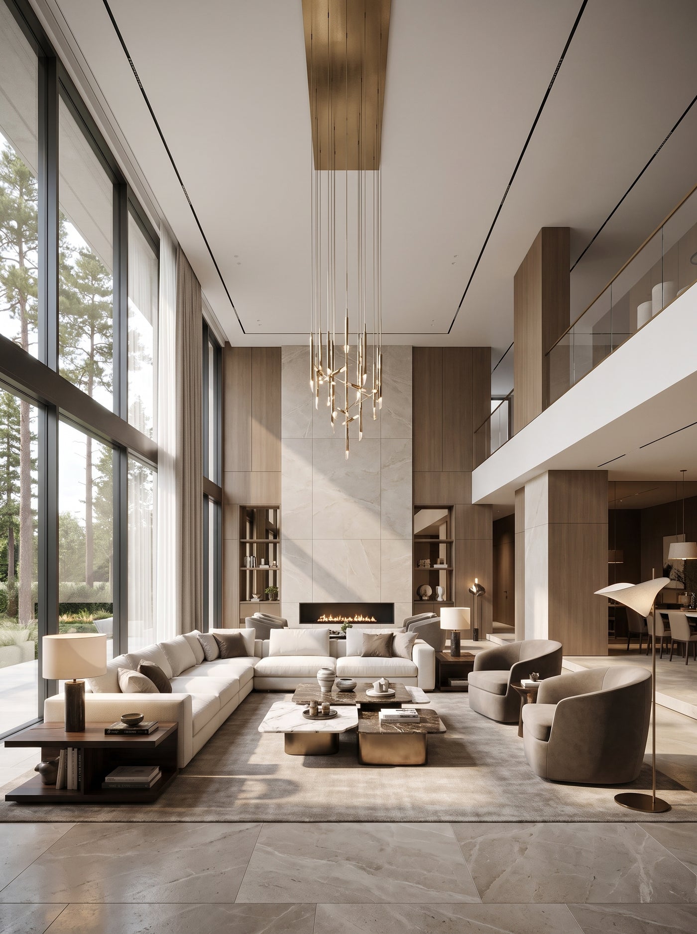 Villa Double‑height Hall · Designer Light‑luxury Furniture
