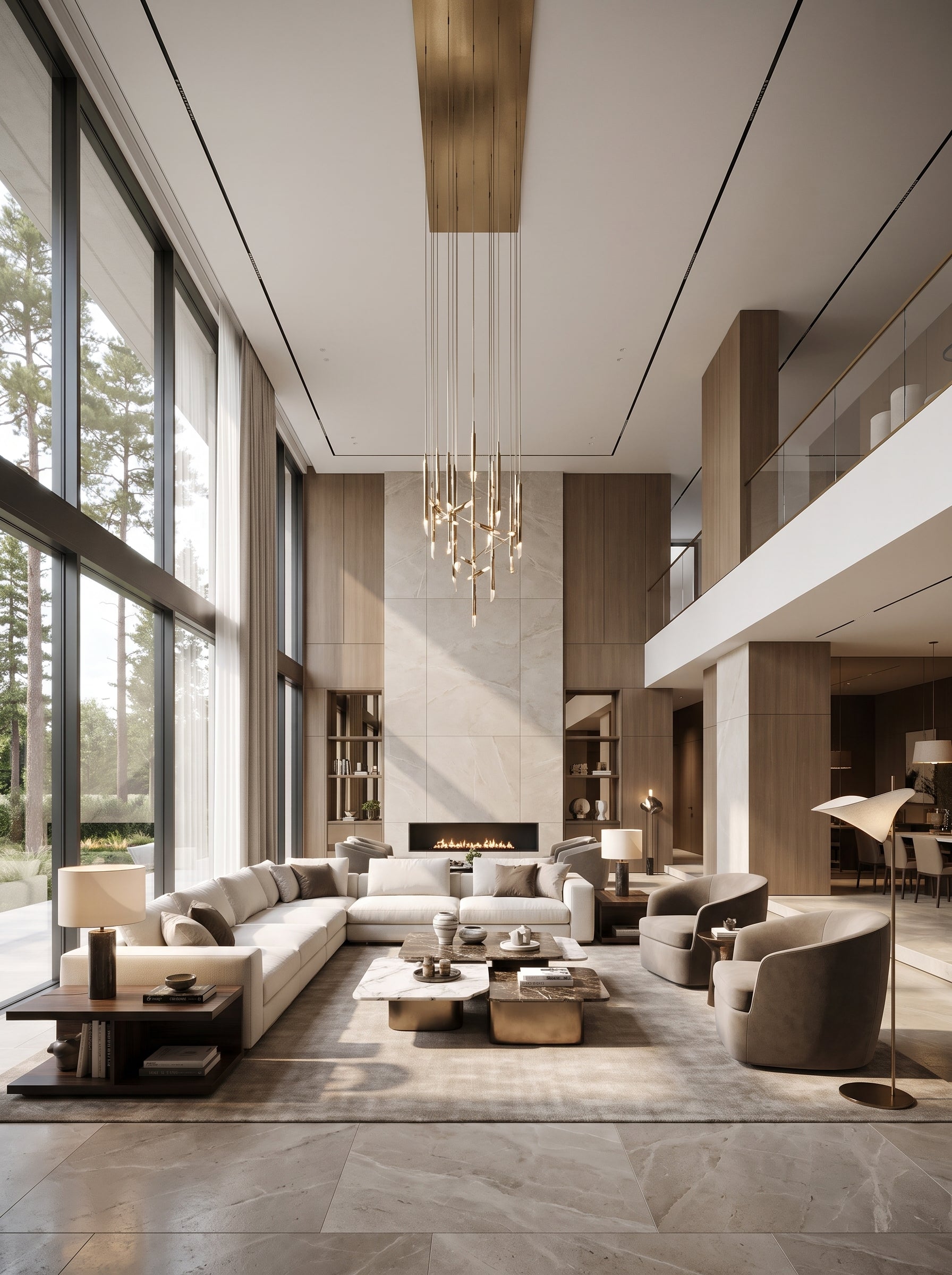 Villa Double‑height Hall · Designer Light‑luxury Furniture