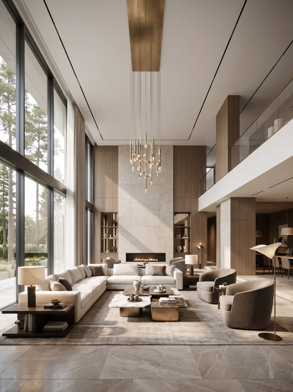 Villa Double‑height Hall · Designer Light‑luxury Furniture