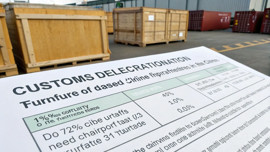 A magnifying glass over a customs tariff code document