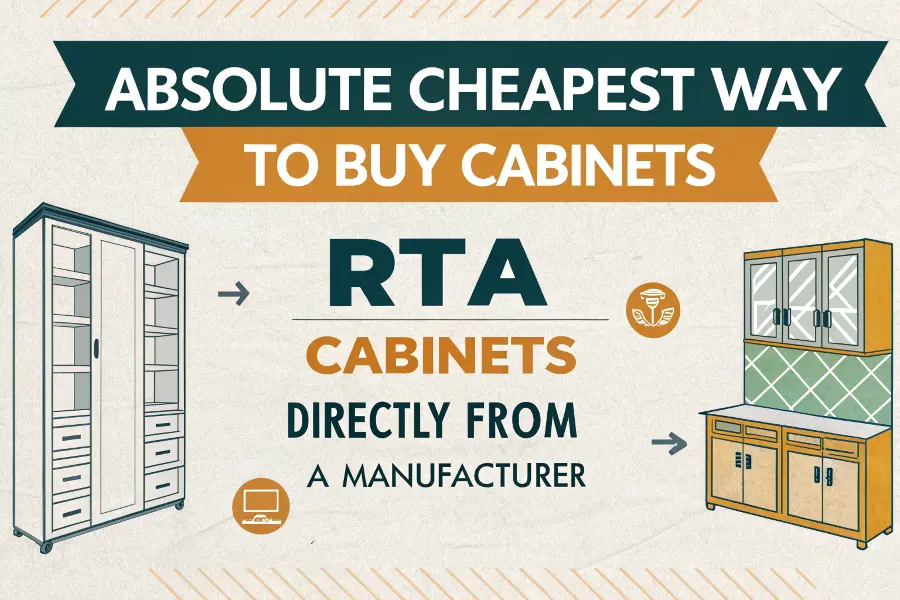 A stack of flat-packed RTA kitchen cabinets ready for shipping