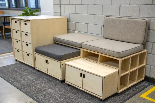 Modular cabinets leaving awkward gaps and wasted space against a wall