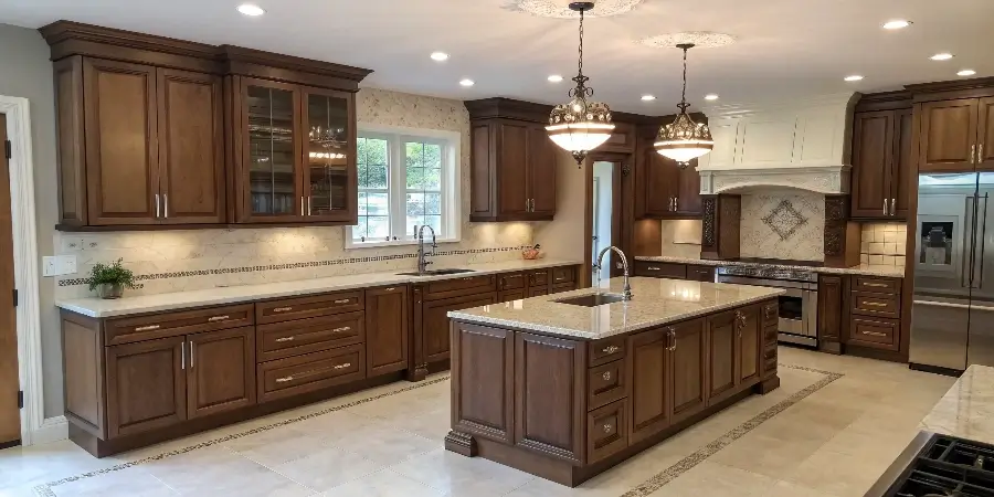 A close-up shot of a perfectly installed kitchen showcasing seamless joints and flawless finishes