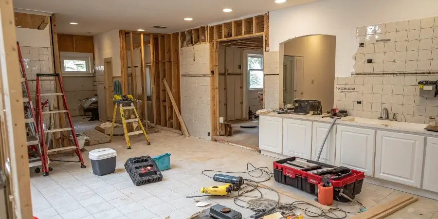 A bar chart comparing the renovation costs of a kitchen, bathroom, living room, and bedroom