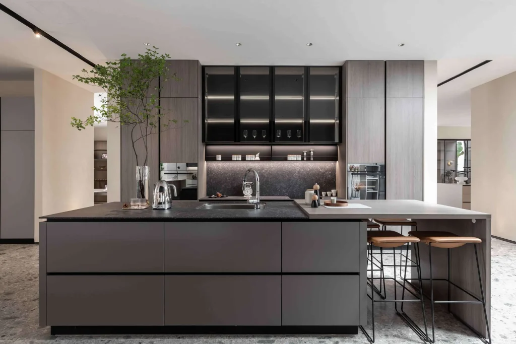 Melancholy gray kitchen cabinet