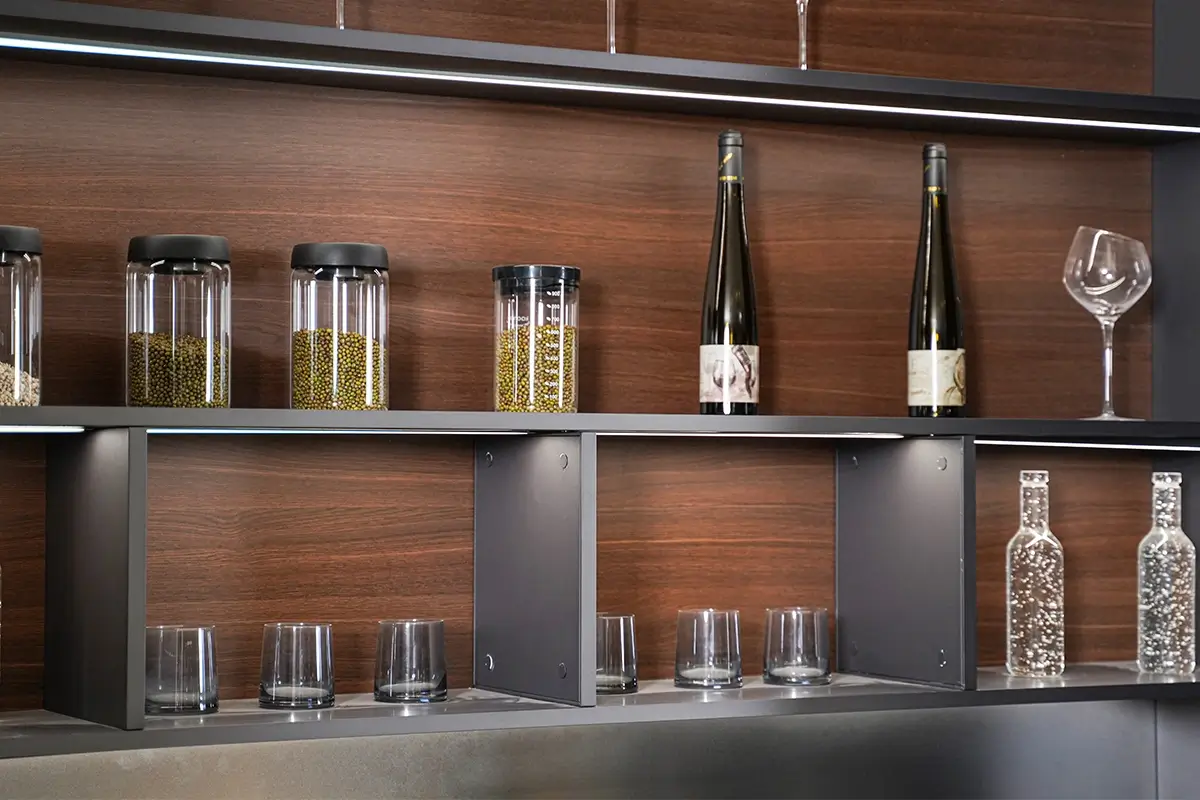 Backlit Stainless Steel Open Shelf System