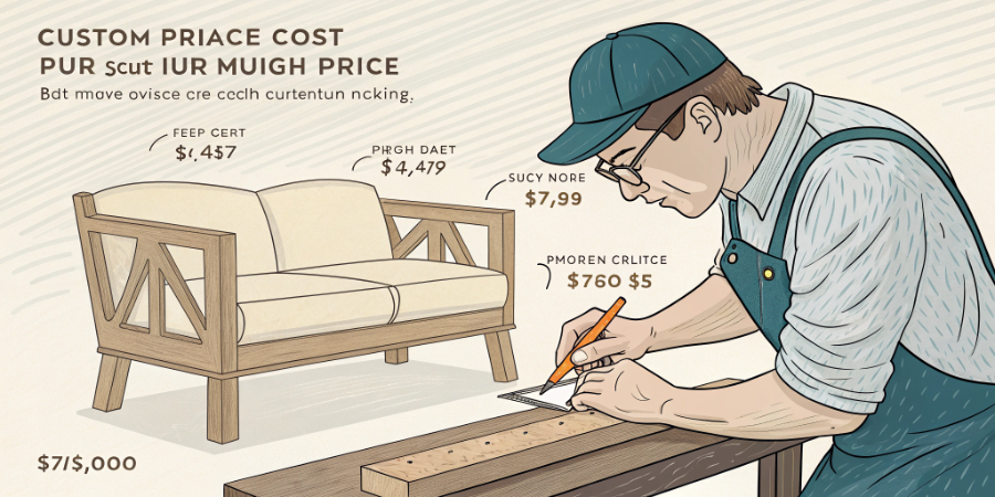 A team of engineers and designers collaborating on a complex furniture blueprint.