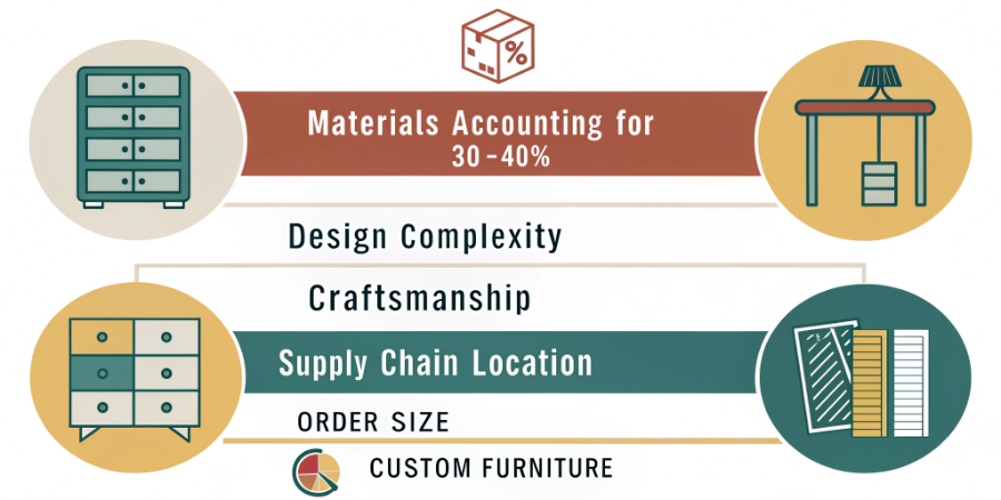 A detailed chart showing the cost breakdown of custom furniture, highlighting craftsmanship and design.