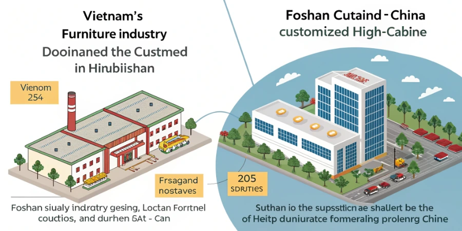 A map showing the dense industrial cluster of suppliers in the Foshan region.