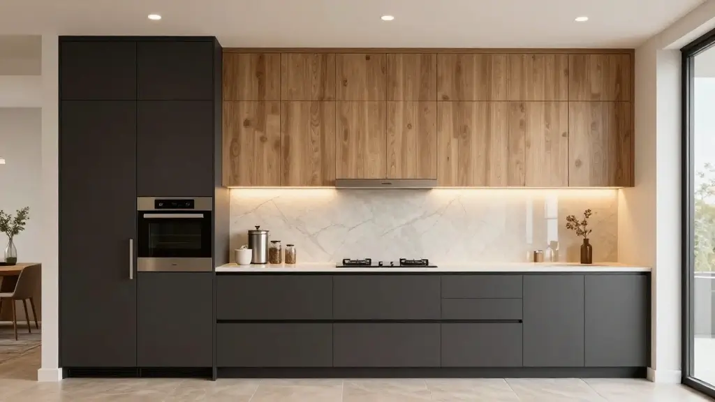 A split image showing a standard wardrobe being measured for modification (custom-made) and a designer sketching a unique, curved piece of furniture from scratch (tailor-made).