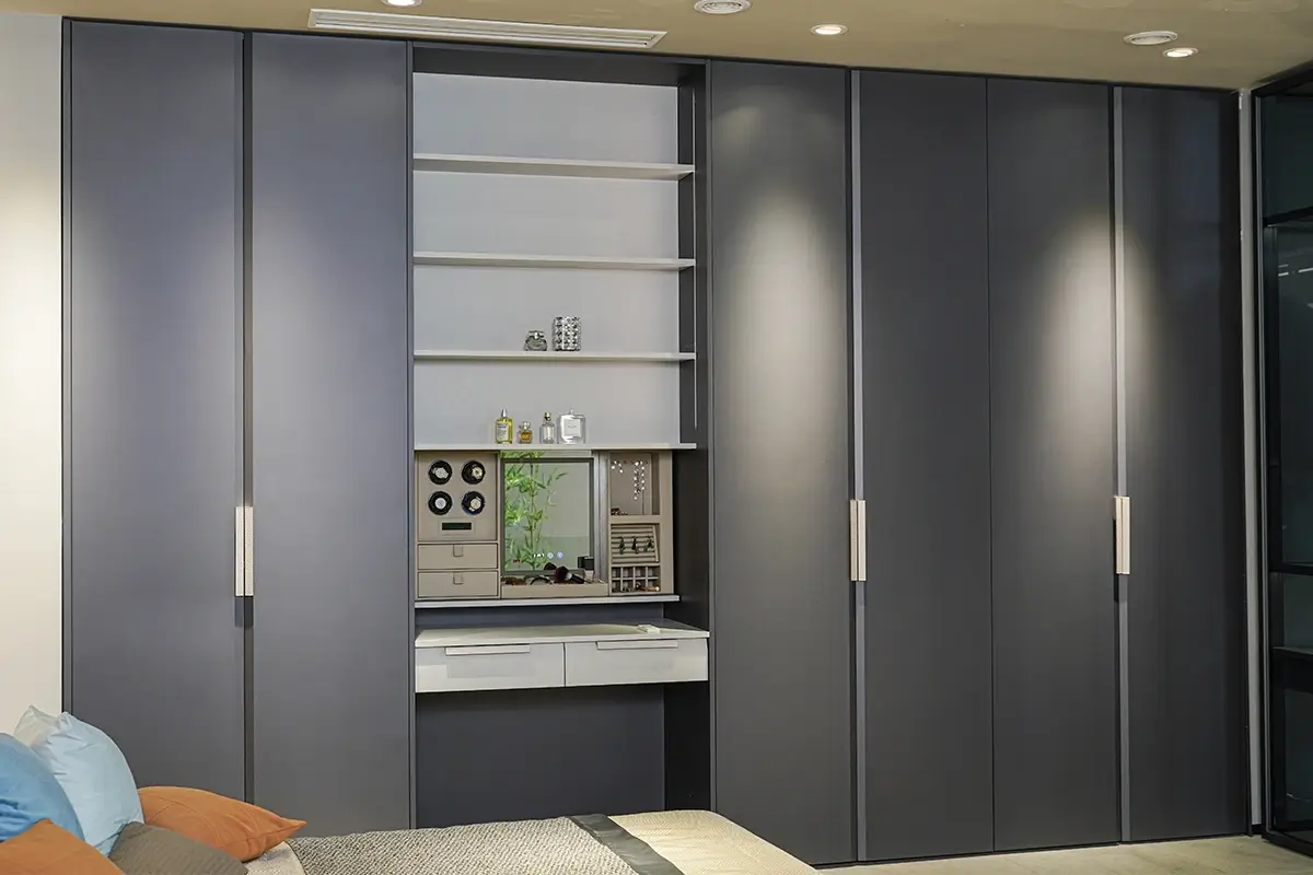Full-Height Matte Stainless Steel Wardrobe Wall