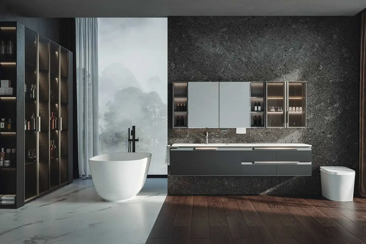 Stainless steel bathroom vanity