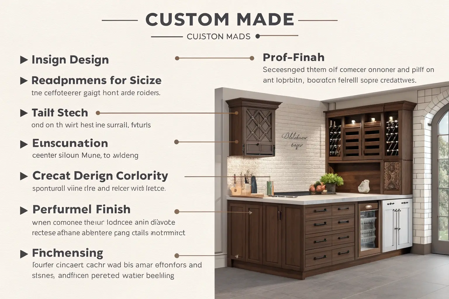 A decision tree diagram helping a user decide between "custom-made" and "tailor-made" based on their project needs.